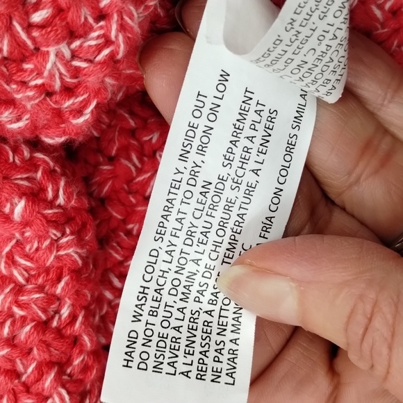 DEX women's X (12/14) reddish pink white slub flecks sweater long sleeve fringe - Picture 11 of 12